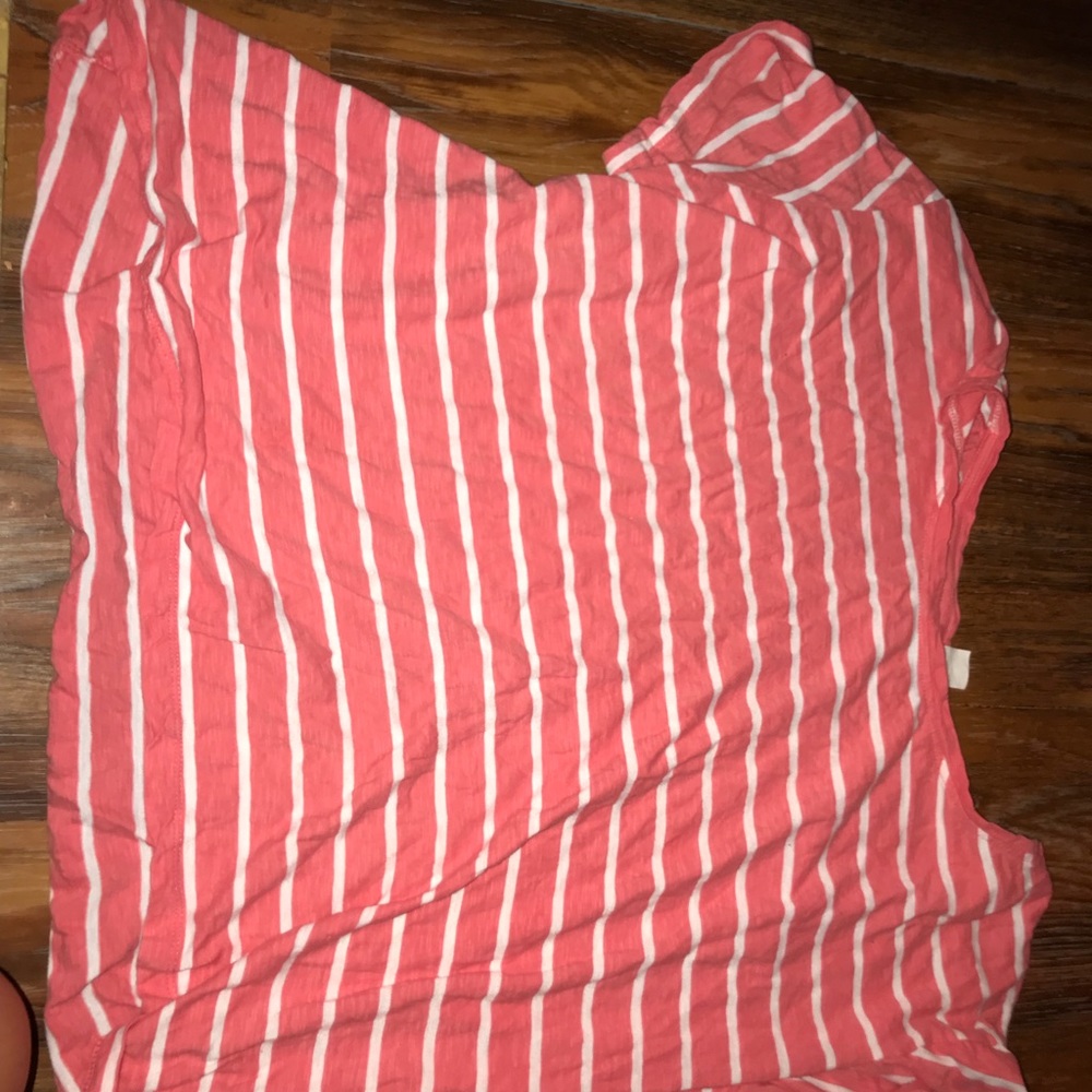 Pink and white striped shirt baggie
